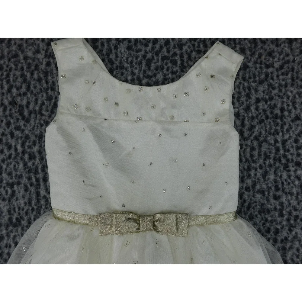 Jona Michelle Party Dress Girls 5 Ivory Gold Good Glitter Tulle CO5749